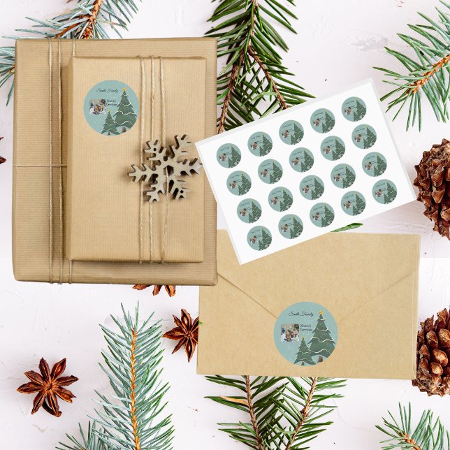 Pegatina Redonda Encantador árbol de Navidad Snowflaks suavesFoto (Subido por el creador)