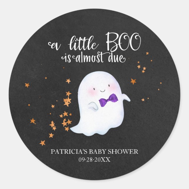 Pegatina Redonda Encantador Chica de Halloween Baby Shower (Anverso)