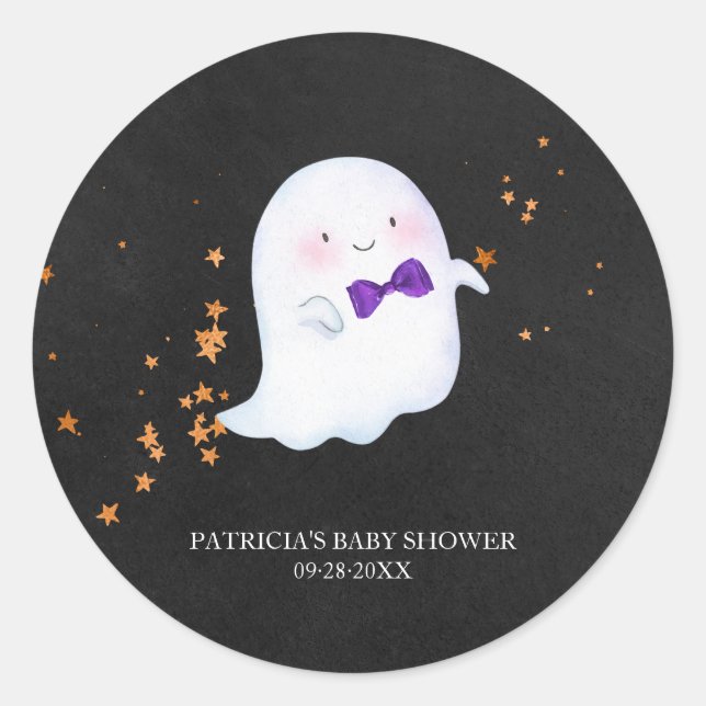 Pegatina Redonda Encantador Chica de Halloween Baby Shower Classic  (Anverso)
