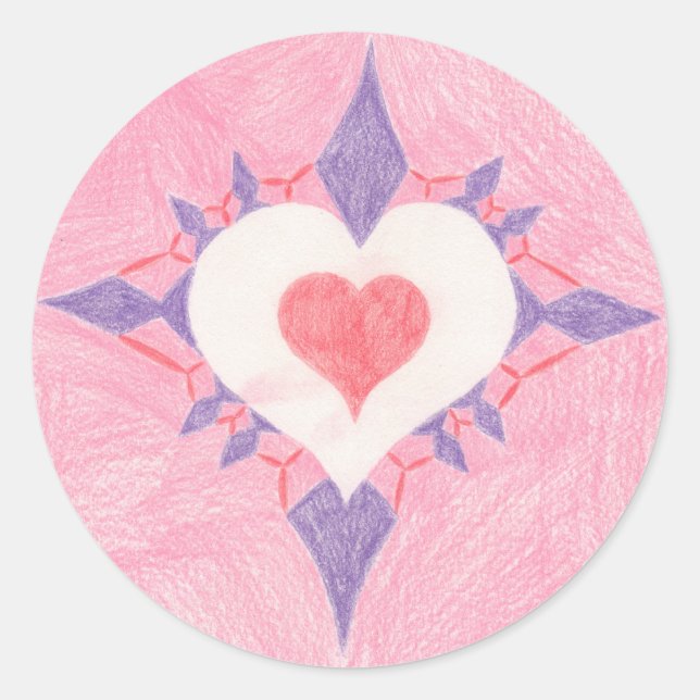 Pegatina Redonda Encantador Corazón (Anverso)