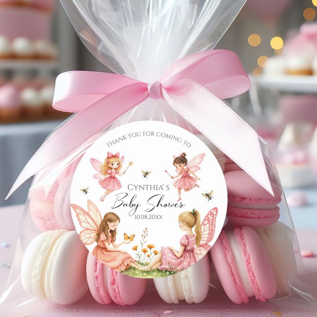 Pegatina Redonda Encantador Fe Rosa Woodland Baby Shower (Subido por el creador)