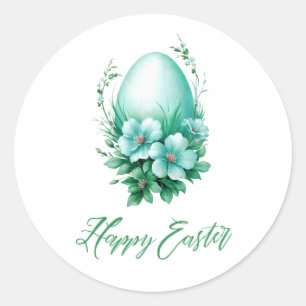 Pegatina Redonda Encantador Huevo de Pascua - Ilustracion festivo