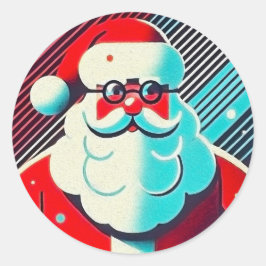 Pegatina Redonda Encantador ilustracion de Santa Claus