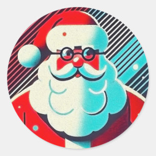 Pegatina Redonda Encantador ilustracion de Santa Claus