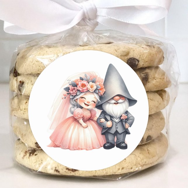 Pegatina Redonda Encantador Jardín Gnome Romántico Boda de cuento d (Subido por el creador)
