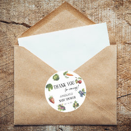 Pegatina Redonda Encantadora cosecha blanca Baby Shower Gracias