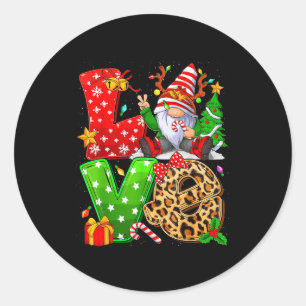 Pegatina Redonda Encantadora Familia de Gnomo Navidad para Mujeres