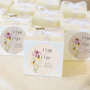 Pegatina Redonda Encanto de Flor Silvestre de Señorita a Señora Duc