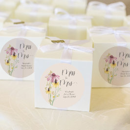 Pegatina Redonda Encanto de Flor Silvestre Fiesta de Despedida de S