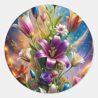 Pegatina Redonda Encanto en Flor – Stickers de Diseño Floral