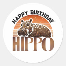 Encanto Rústico Cumpleaños Feliz Hipopótamo