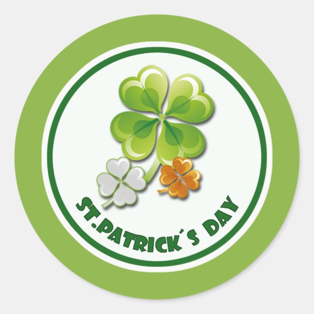 Pegatina Redonda Encantos afortunados. Día de San Patricio (Anverso)