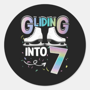 Pegatina Redonda Encender En 7 Hielos Patinando la Figura