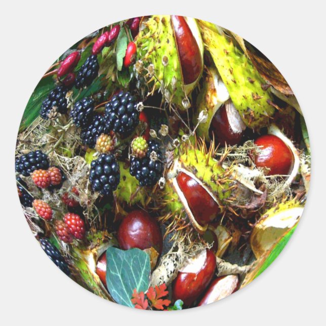 Pegatina Redonda ENCENDIDOS AUTUMNOS ~ Selladores/Pegatinas de sobr (Anverso)