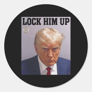 Pegatina Redonda Encerrarlo con Donald Trump Mug Shot T S Anti Trum