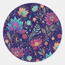 Pegatina Redonda Enchanted Celestial Garden Pattern