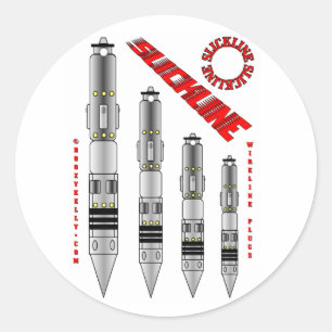 Pegatina Redonda Enchufes de Slickline, pegatina, enchufes del