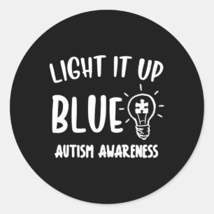Pegatina Redonda Enciende El Autismo Azul Que Uso Azul Para Concien