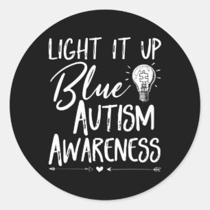 Pegatina Redonda Enciende El Autismo Azul Que Uso Azul Para El Auti