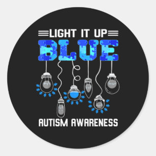 Pegatina Redonda Enciende la conciencia azul del autismo