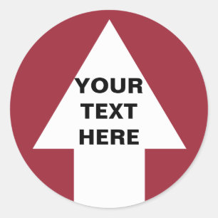 Pegatina Redonda Encima de flecha con el texto de encargo