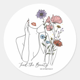 Pegatina Redonda Encontrar La Belleza En La Cita Inspiradora De Tod
