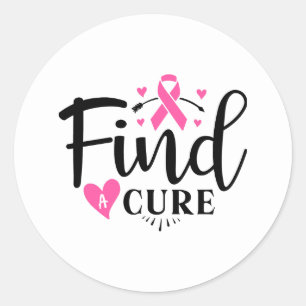 Pegatina Redonda Encontrar Una Cura Conciencia Del Cáncer De Mama