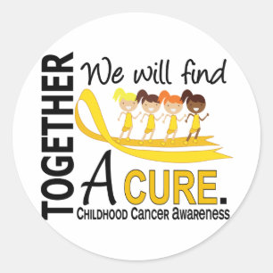 Pegatina Redonda Encontraremos Un Cáncer De Niños Curados