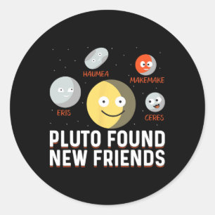 Pegatina Redonda Encontraron nuevos amigos planetas enanos astronom