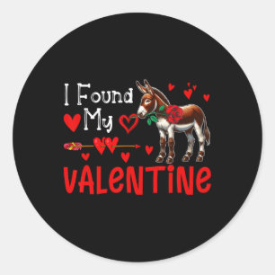 Pegatina Redonda Encontré a mi burro de San Valentín con el agricul