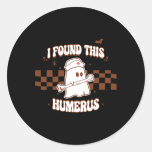 Pegatina Redonda Encontré este humero Spooky Nurse Halloween Costum