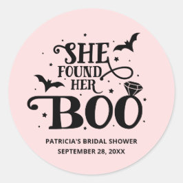 Pegatina Redonda Encontró su Boo Halloween Bridal Shower Classic