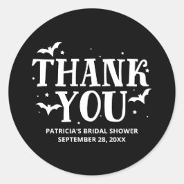 Pegatina Redonda Encontró Su Ducha De Boo Halloween Bridal