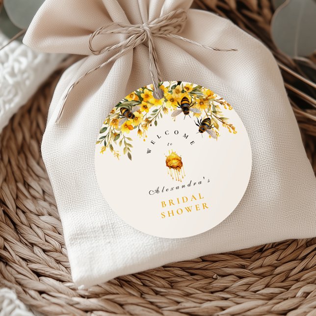 Pegatina Redonda Encontró Su Ducha De Novias Rústica De Miel (Subido por el creador)