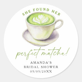 Pegatina Redonda Encontró su perfecta ducha matcha de novia