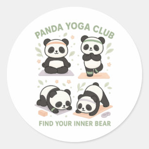 Pegatina Redonda Encuentra tu panda interior Camiseta Yoga Club Pan