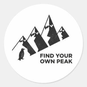 Pegatina Redonda Encuentra Tu Propio Pico– Diseño De Pingüino Inspi
