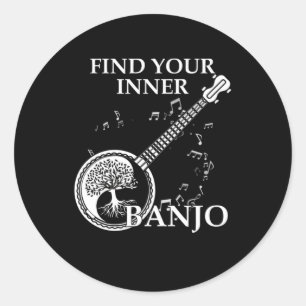 Pegatina Redonda Encuentra tu regalo de música country de Banjo int