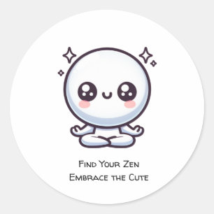 Pegatina Redonda Encuentra tu Zen, abraza la Cuta