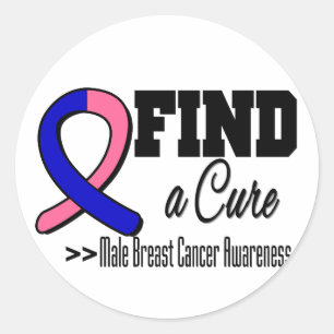 Pegatina Redonda Encuentre una conciencia masculina del cáncer de