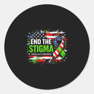 Pegatina Redonda End the stigma mental health awareness usa flag