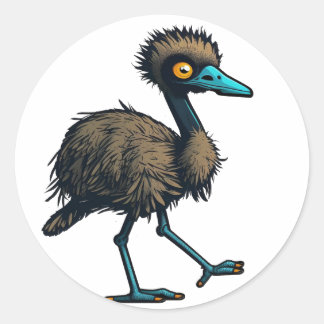 Pegatina Redonda Endearing Emu