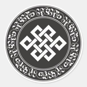 Pegatina Redonda Endless Knot budista