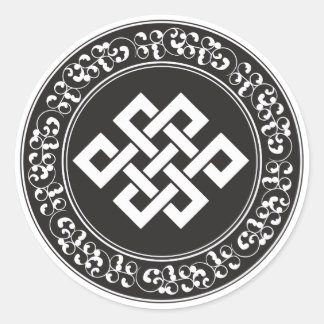 Pegatina Redonda Endless Knot budista