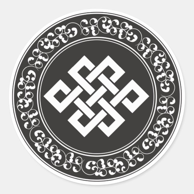 Pegatina Redonda Endless Knot budista (Anverso)