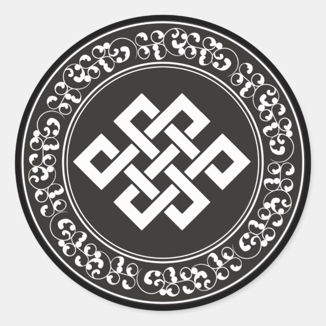 Pegatina Redonda Endless Knot budista (Anverso)