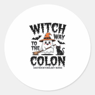 Pegatina Redonda Endo Enfermera Halloween Enfermera Gastrointestina