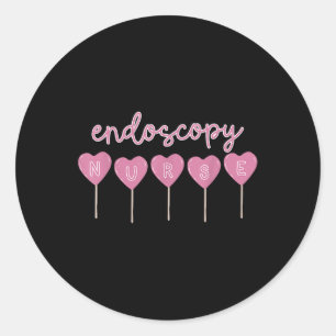 Pegatina Redonda Endoscopia Enfermero Corazón de Candy Valentines G