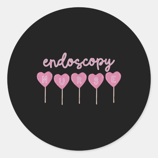 Pegatina Redonda Endoscopia Enfermero Corazón de Candy Valentines G (Anverso)