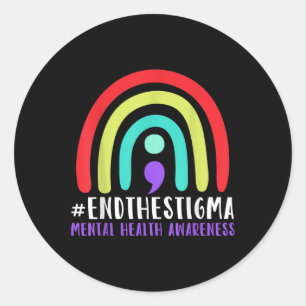 Pegatina Redonda #endthestigma - Semicolón de sensibilización sobre